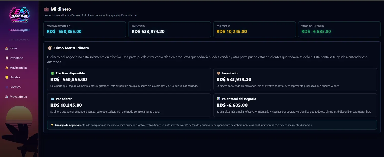 Sección Mi dinero de EA Gaming