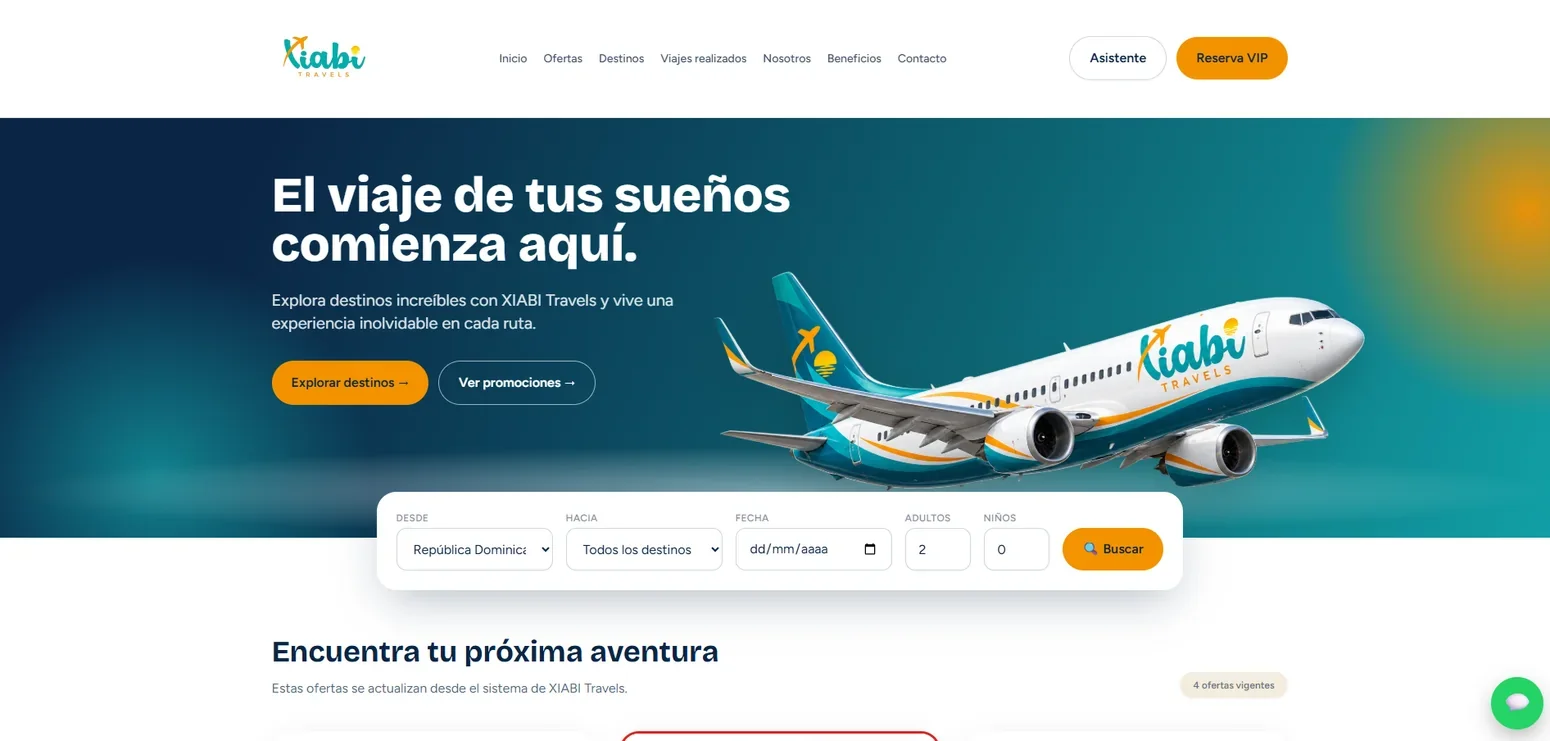 Página principal de Xiabi Travels